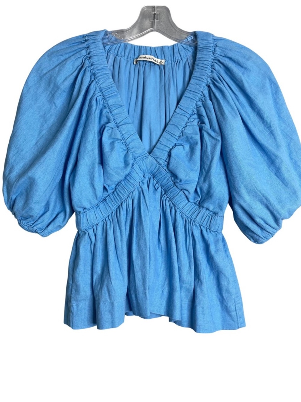 Abercrombie & Fitch Baby doll Light Blue Peplum V-Neck Top